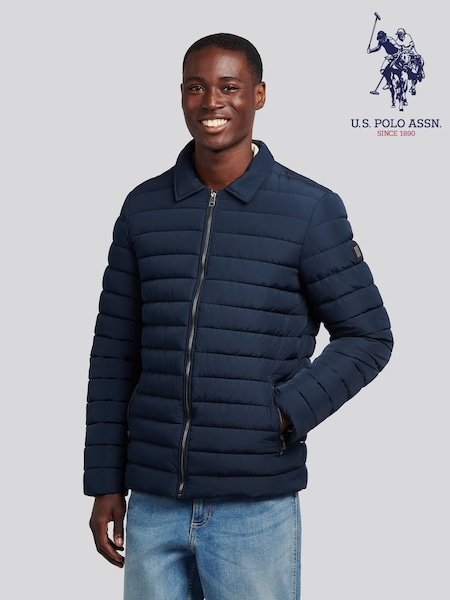 U.S. Polo Assn. Blue Mens Lightweight Quilted Collared Jacket (H88139) | €166