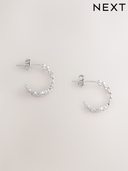 Sterling Silver Tone Open Heart Hoop Earrings (H88166) | 85 QAR
