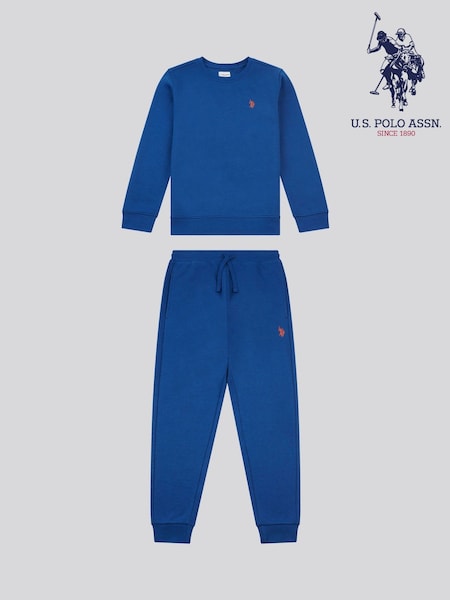 U.S. Polo Assn. Blue Double Horsemen Crew Sweatshirt and Joggers Set (H88191) | 322 QAR - 386 QAR