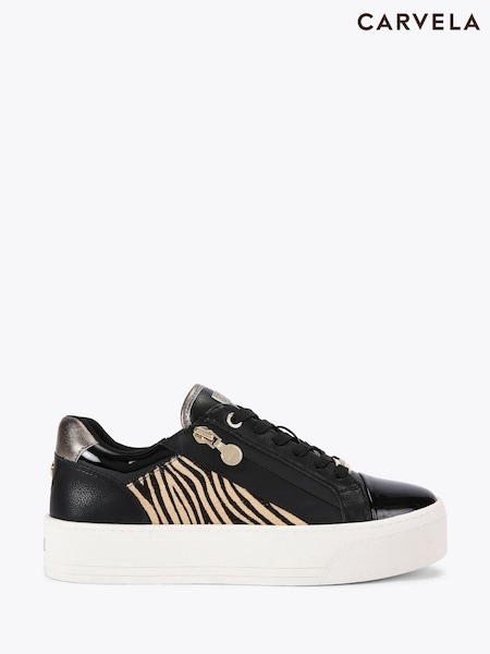 Preto/Dourado - Carvela Carvela Statement Zip Trainers (H88271) | R$ 980