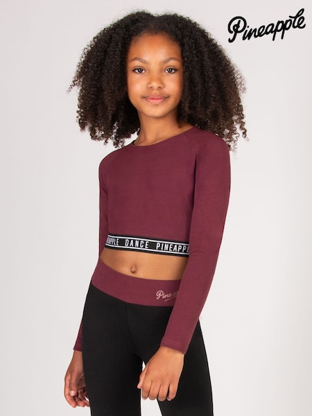 Pineapple Red Tape Girls Long Sleeve Crop Top (H88343) | 99 QAR