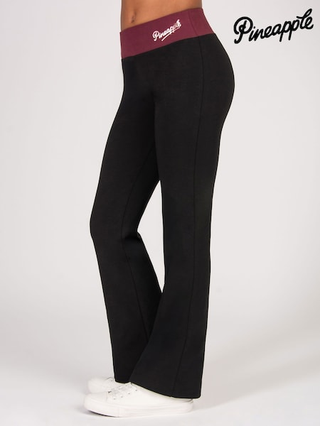 Pineapple Black Girls Contrast Band Jersey Flare Trousers (H88346) | AED140