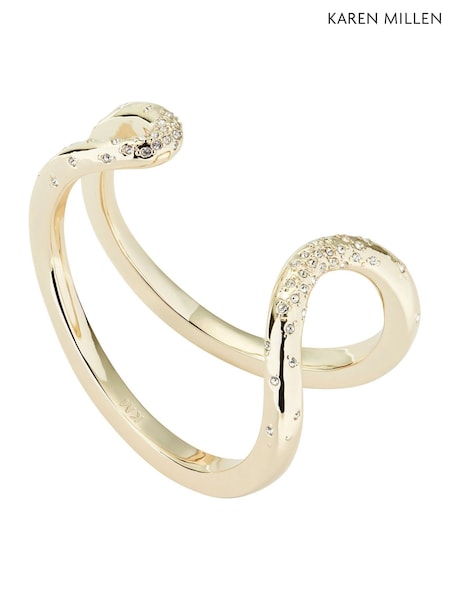Karen Millen Gold Tone Crystal Sprinkle Loop Cuff Bracelet (H88494) | €121