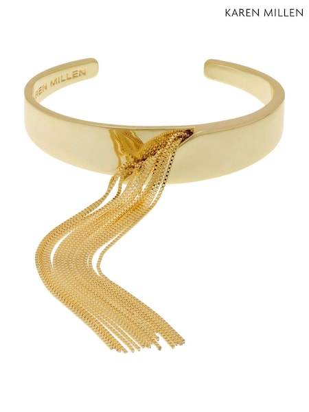 Karen Millen Gold Tone Metallic Fringe Cuff Bracelet (H88499) | €35