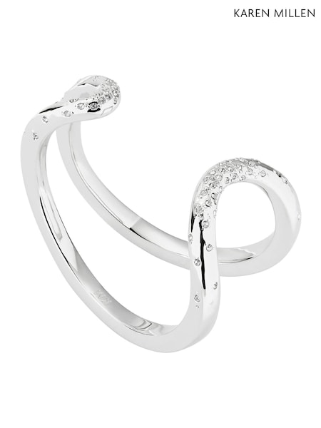 Karen Millen Silver Tone Crystal Sprinkle Loop Cuff Bracelet (H88503) | €121