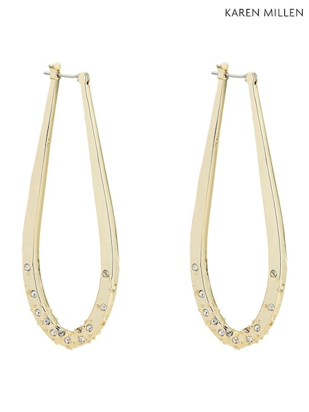 Karen Millen Gold Tone Crystal Sprinkle Loop Earrings (H88507) | €99