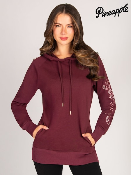 Pineapple Red Womens Burgundy Longline Hoodie (H88515) | R$ 355
