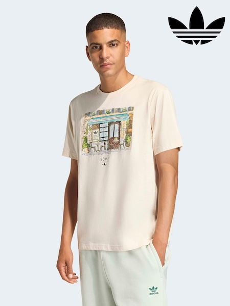 adidas Originals Beige Paint Rome Graphic T-Shirt (H88564) | AED175