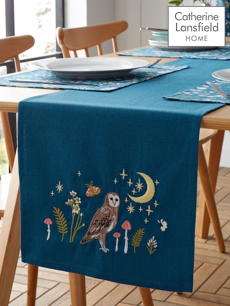 Catherine Lansfield Navy Blue Enchanted Twilight Animals Dining Table Runner (H88623) | R$ 130