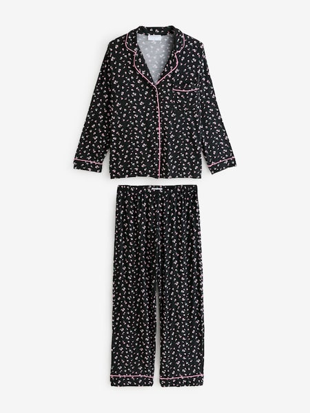 Stripe & Stare Long Black Pyjamas Set (H88666) | €134