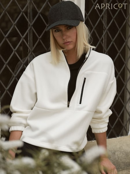 Apricot White Zip & Pocket Premium Fleece Jumper (H88678) | €51