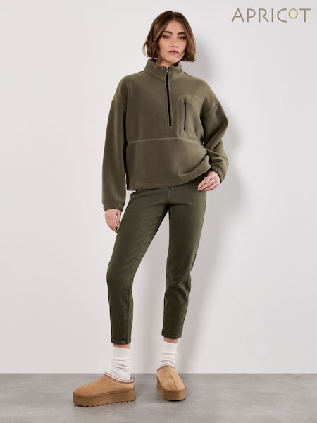 Apricot Green Zip & Pocket Premium Fleece Jumper (H88690) | €51