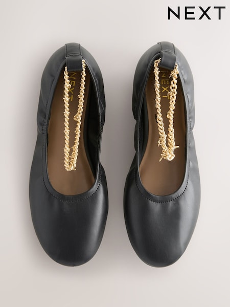 Black Forever Comfort® Soft Round Toe Ankle Charm Ballerinas (H88695) | €48