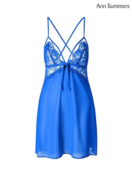 Ann Summers Blue Enchanting Chiffon & Mesh Chemise Nightie (H89062) | €35