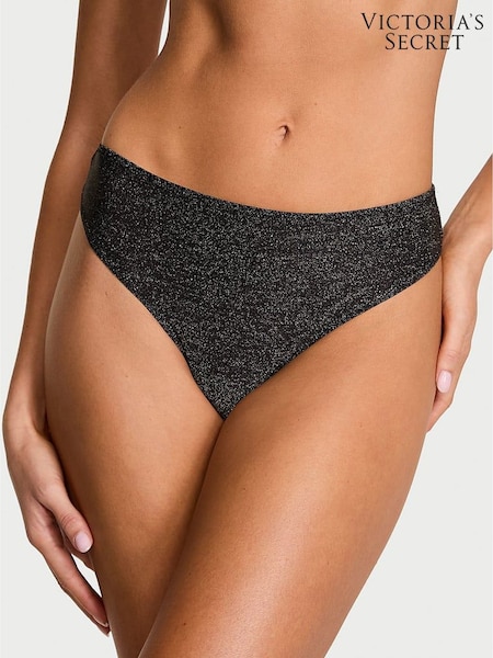 Victoria's Secret Black Thong Shimmer Mid-Rise Knickers (H89285) | €18.50