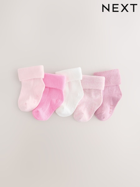 Pink Baby Socks 5 Pack (0mths-2yrs) (H89412) | AED30