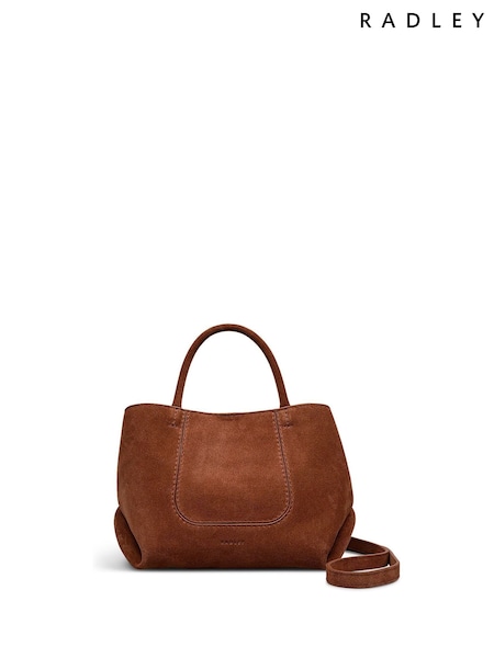 Radley Small The Compton Suede Zip Top Grab Brown Bag (H89653) | AED1,275