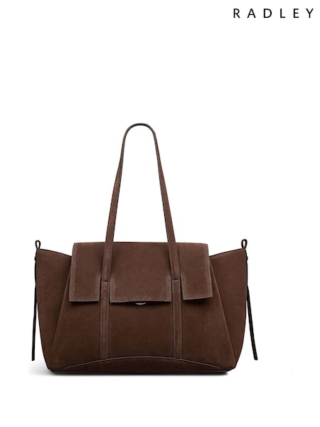 Radley Medium Grey The Chancery Suede Flapover Shoulder Bag (H89680) | €381