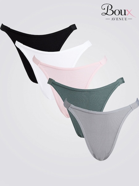 Amiee Rib High Leg Thong 5 Pack (H89763) | €37