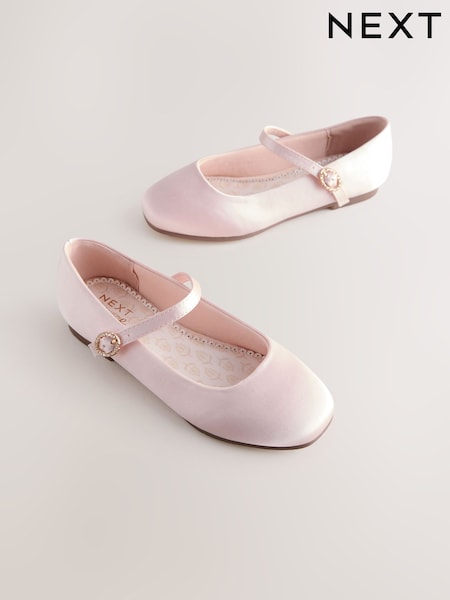 Pink Satin Stain Resistant Standard Fit (F) Mary Jane Occasion Shoes (H89830) | $52 - $69