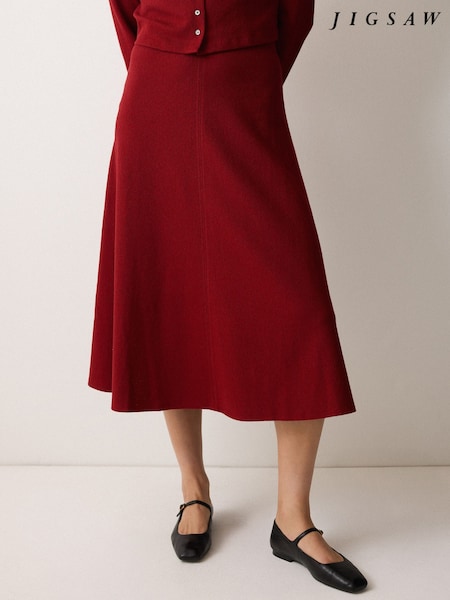 Jigsaw Red A Line Centre Seam Skirt (H89870) | AED641
