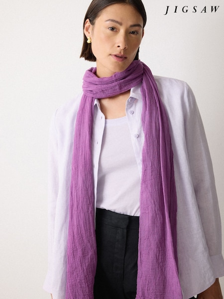 Jigsaw Purple Crinkle Cotton Woven Scarf (H89871) | €77