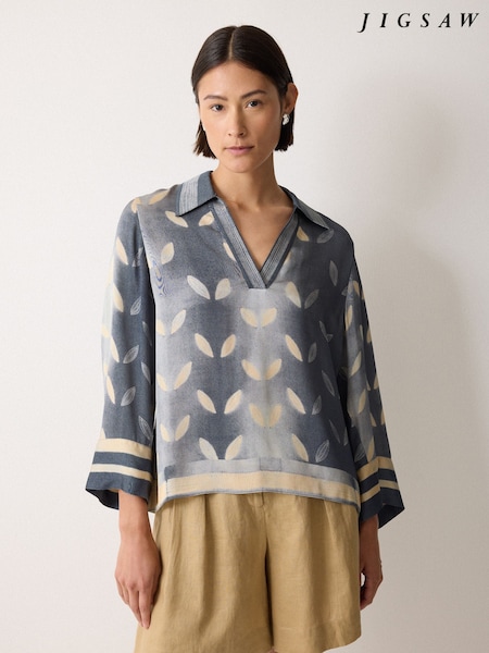 Jigsaw Blue Modern Shibori Top (H89873) | €173