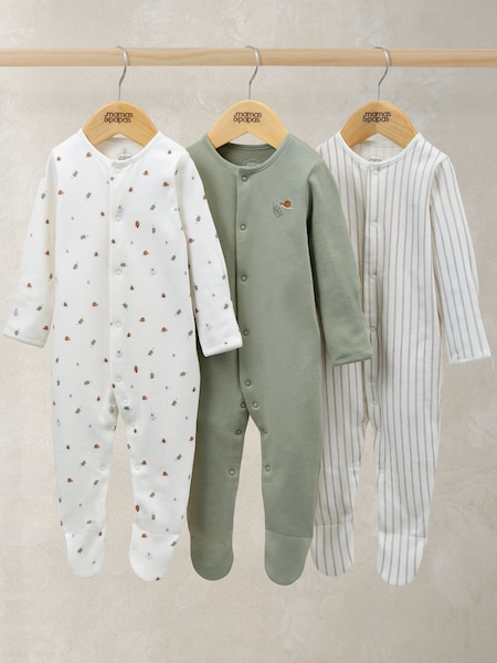 Mamas & Papas Grey Outdoor Stripe Sleepsuits 3 Pack (H89901) | R$ 215