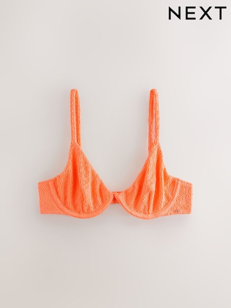 Bright Orange Crinkle - Non Padded Underwired Bikini Top (H89920) | kr309