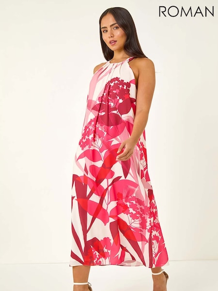 Roman Petite Floral Print Halter Neck Shift Dress (H89931) | R$ 825