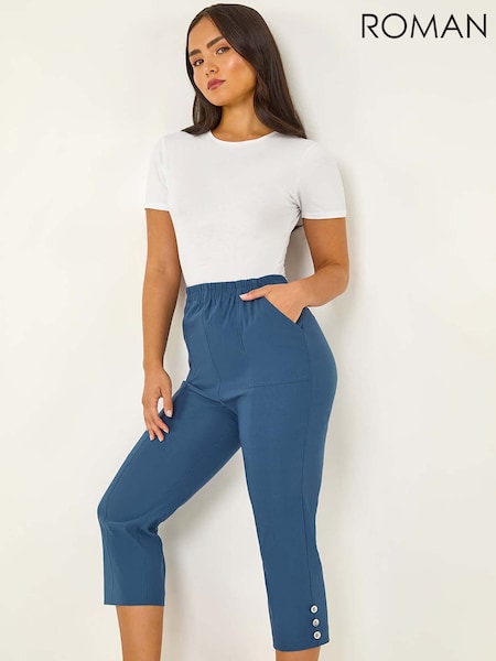 Azul claro - Roman Petite Bengaline Cropped Trousers (H89932) | R$ 385