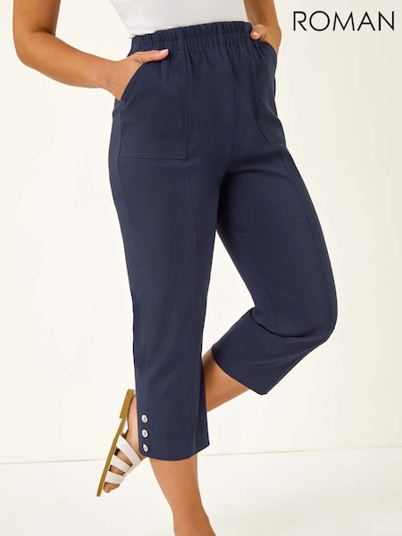 Roman Blue Petite Bengaline Cropped Trousers (H89933) | R$ 385