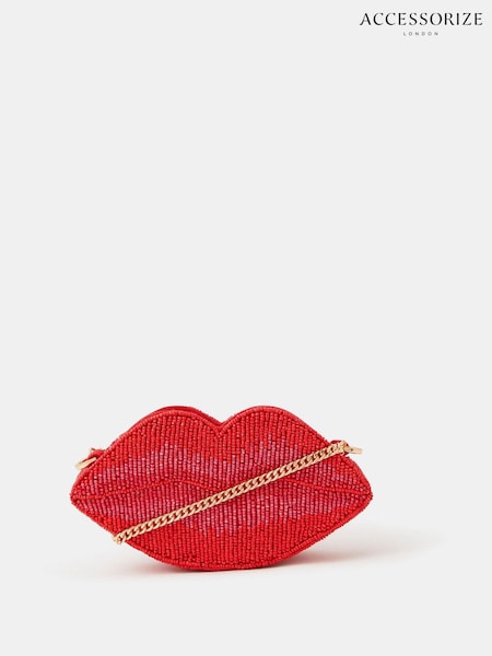 Accessorize Red Beaded Lips Clutch Bag (H89970) | 271 QAR