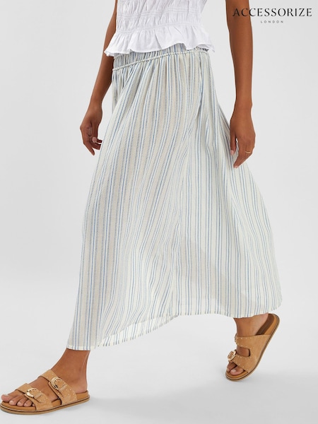 Accessorize Stripe Gathered Waist Maxi Skirt (H89977) | ‏310 ر.ق.