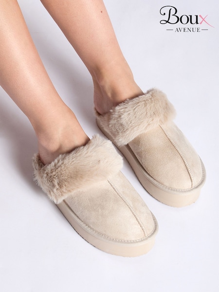 Boux Avenue Platform Suedette Mule Brown Slippers (H89987) | 37 €