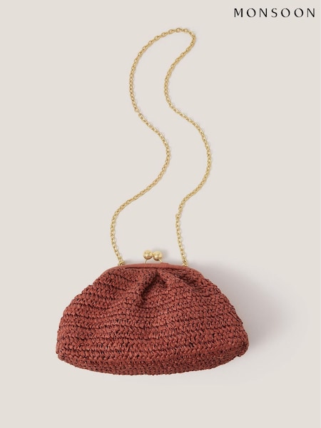 Monsoon Orange Lana Raffia Clutch Bag (H90149) | €65