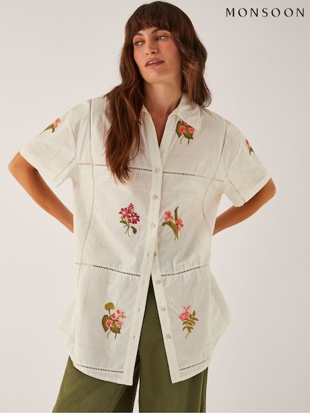 Monsoon Luna Floral Print Embroidered Shirt (H90154) | R$ 680