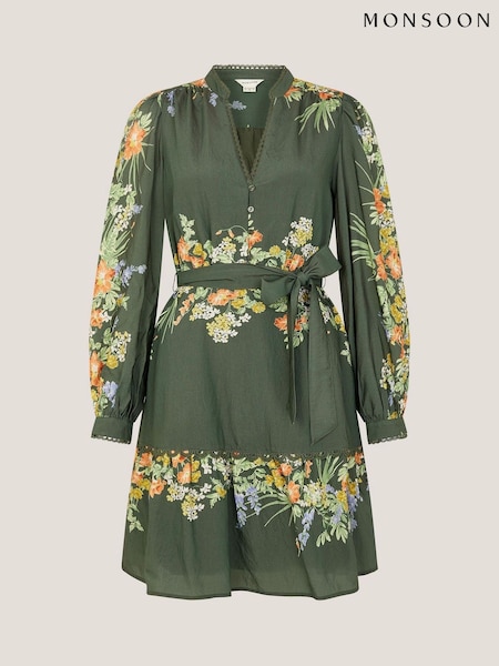 Monsoon Jesse Floral Print Long Sleeve Mini Dress (H90156) | R$ 890