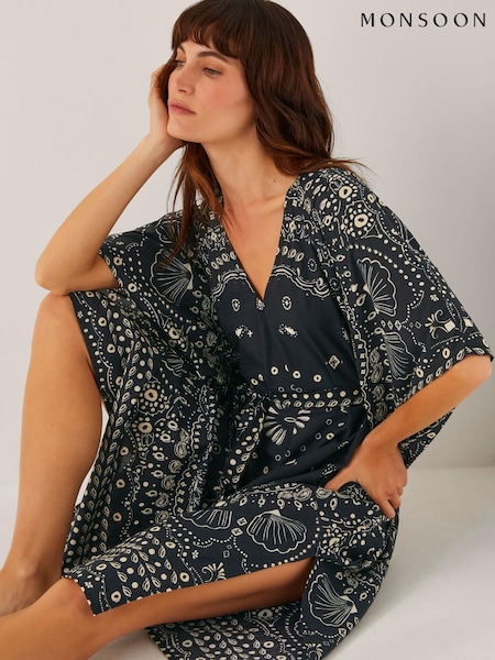 Monsoon Black Bodhi Print Mini Cover up (H90162) | €83
