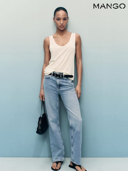 Mango Blue Matilda Medium-Rise Straight-Fit Jeans (H90365) | €51
