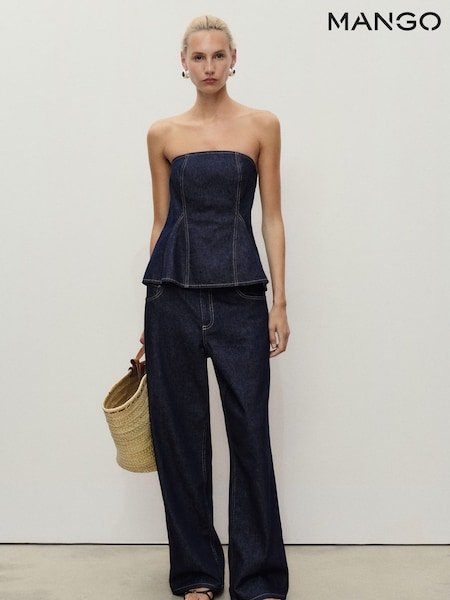 Mango Blue Straight-Fit Belt Jeans (H90387) | €63