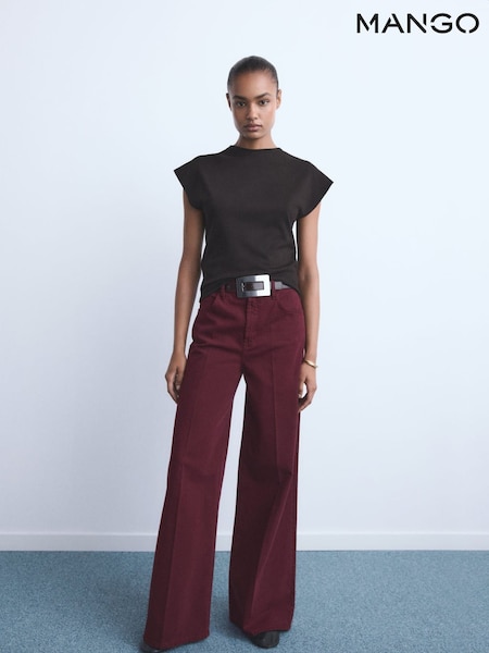 Mango Red High-Waisted Wide-Leg Jeans (H90412) | €51