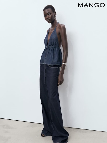 Mango Blue Low Waist Wide Leg Jeans (H90415) | €51