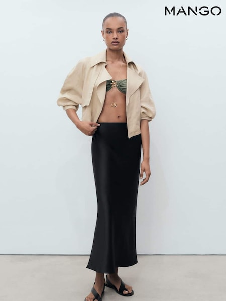 Mango Black Satin Long Skirt (H90552) | €59