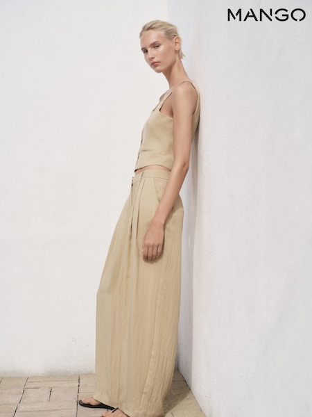 Mango Brown Straight Mid-Rise Suit Trousers (H90568) | €63