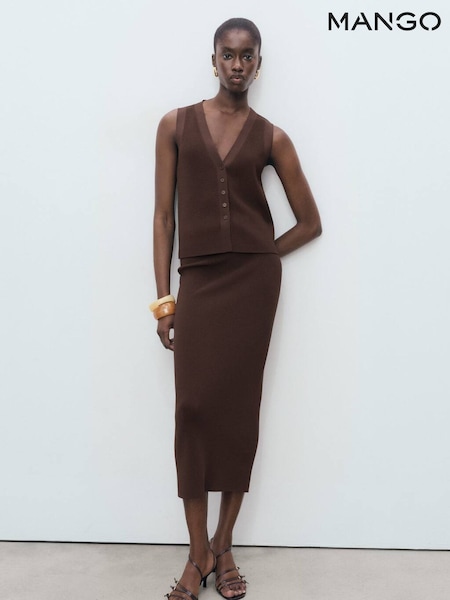 Mango Brown Fine-Knit Waistcoats (H90579) | €45