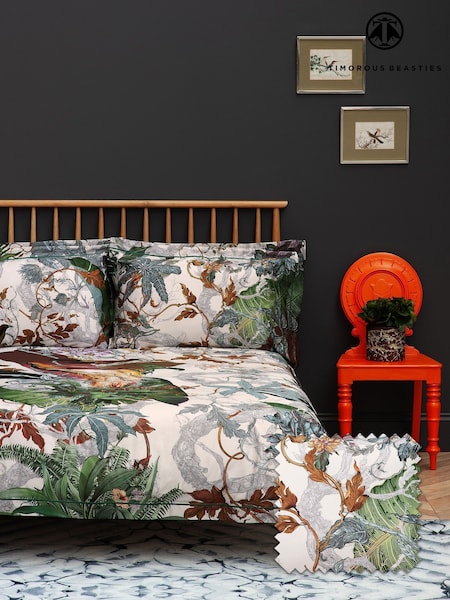 Timorous Beasties Canopy Silver Papua Paradise 220 Thread Count Duvet Cover and Pillowcase Set (H90581) | €122 - €198