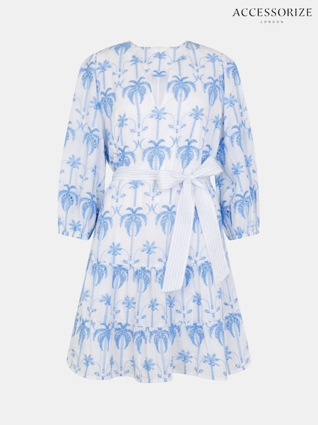 Accessorize White Palm Broderie Mini Dress (H90589) | €83