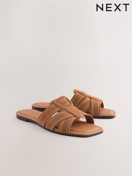 سويد بني فاتح - Forever Comfort® Stitched Mule Sandals (H90818) | ‏109 د.إ.‏