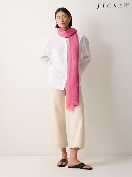 Jigsaw Pink Wool Silk Pashmina Hat Gloves and Scarf Set (H90922) | AED349